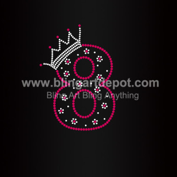 Number Eight Iron On Rhinestone Transfers Crown Heat Motifs Number Eight Iron On Rhinestone Transfers Crown Heat Motifs